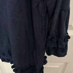 Crown & Ivy Navy Pom-Pom Trim Top